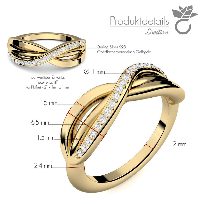 Ring Infinity Gelbgoldvergoldet Zirkonia