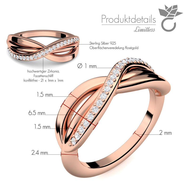 Ring Infinity Rosegoldvergoldet Zirkonia