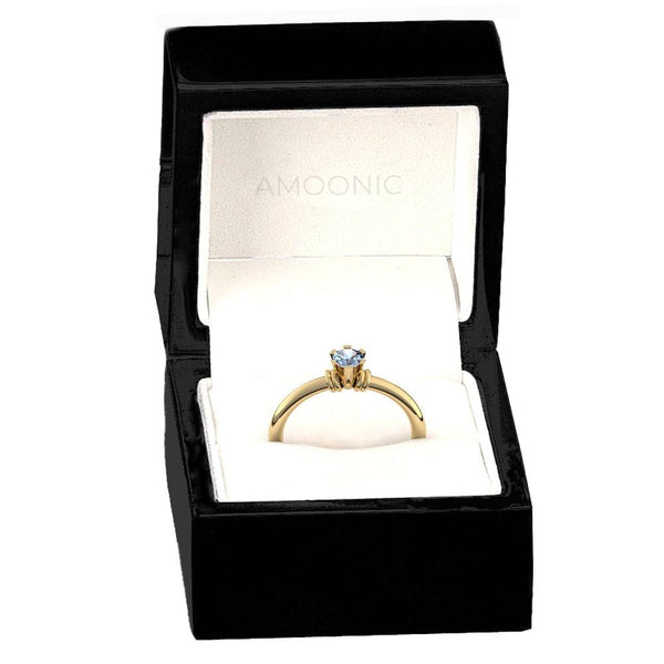 Ring Klassisch Gelbgold Blautopas