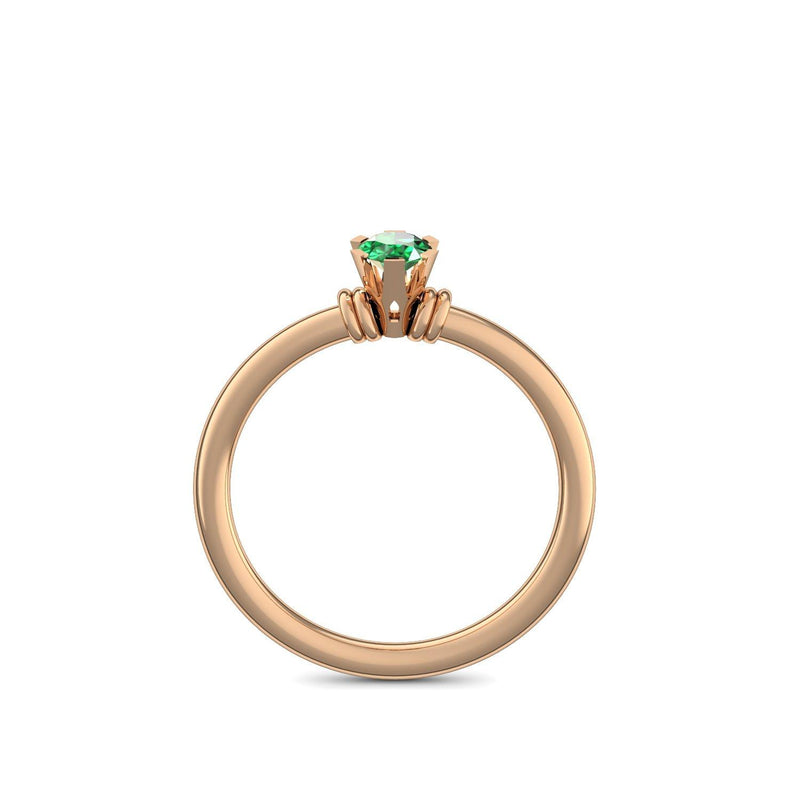 Ring Klassisch Rosegoldvergoldet Smaragd