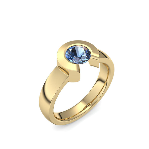 Ring Offen Gelbgold Blautopas