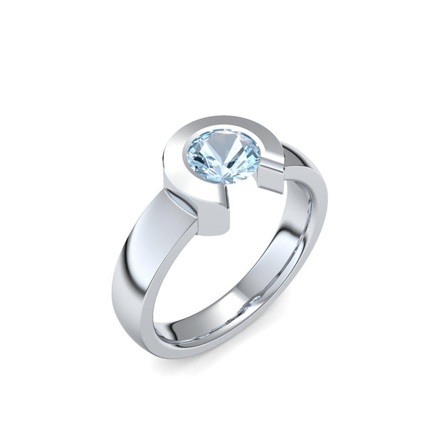 Ring Offen Platin Aquamarin