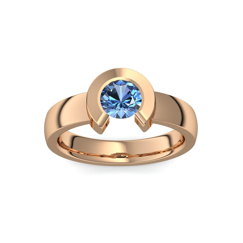 Ring Offen Rosegold Blautopas