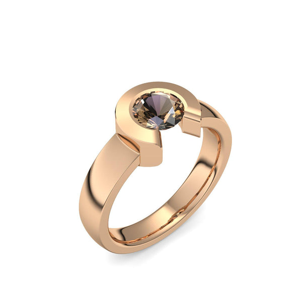 Ring Offen Rosegold Rauchquarz