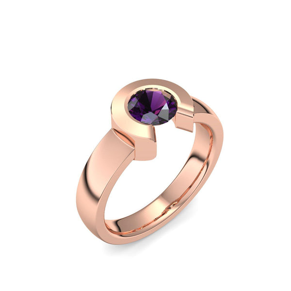 Ring Offen Rotgoldvergoldet Amethyst