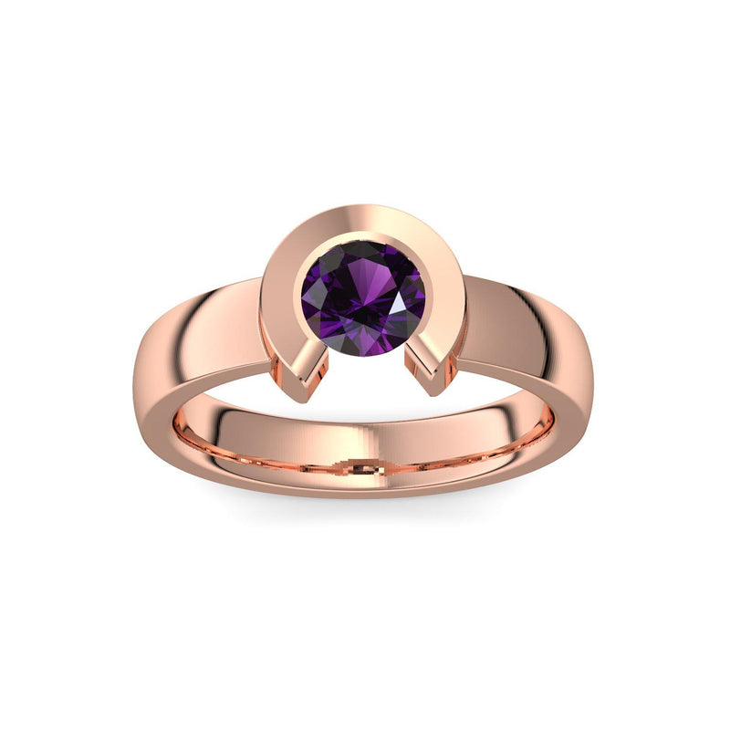 Ring Offen Rotgoldvergoldet Amethyst