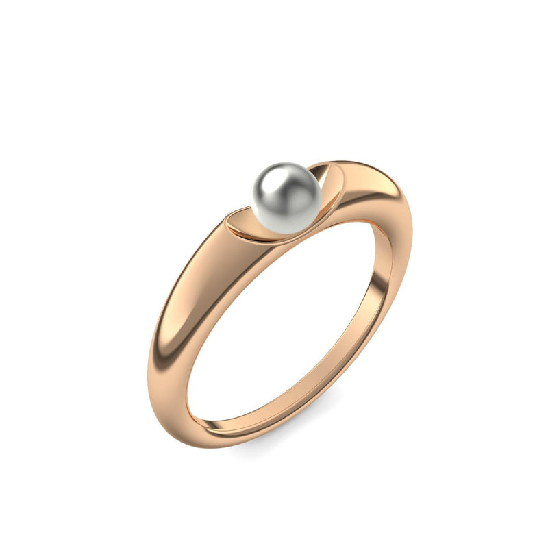 Ring Rosegold Akoyaperlegrau