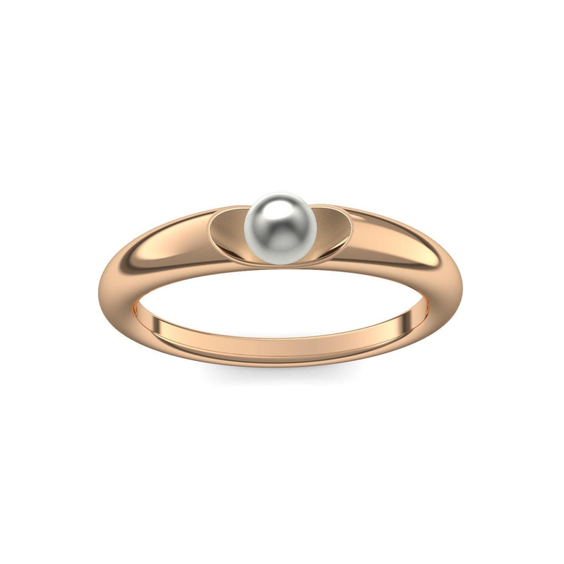 Ring Rosegold Akoyaperlegrau