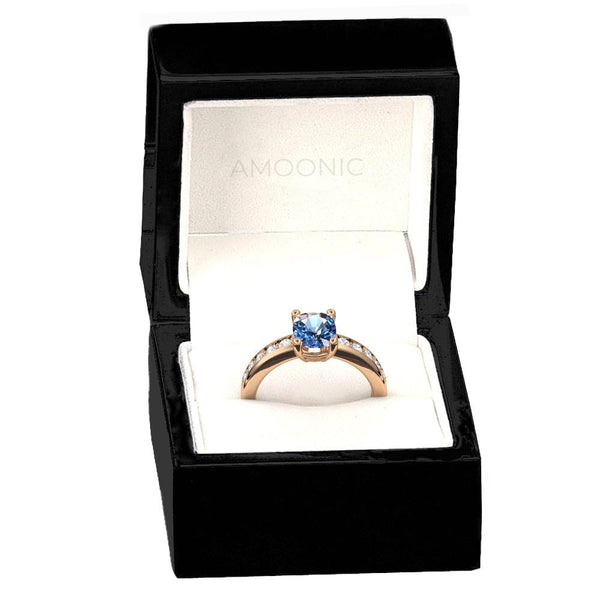 Ring Rosegold Blautopas