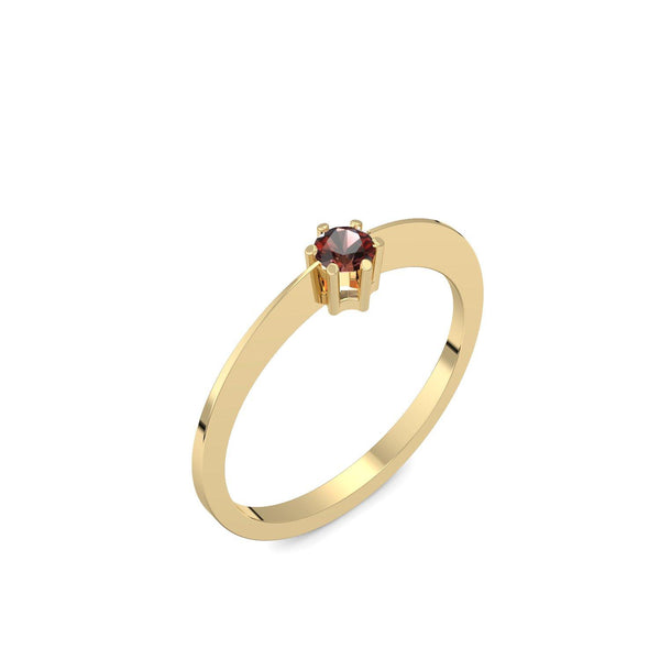 Ring Schlicht Gelbgold Granat