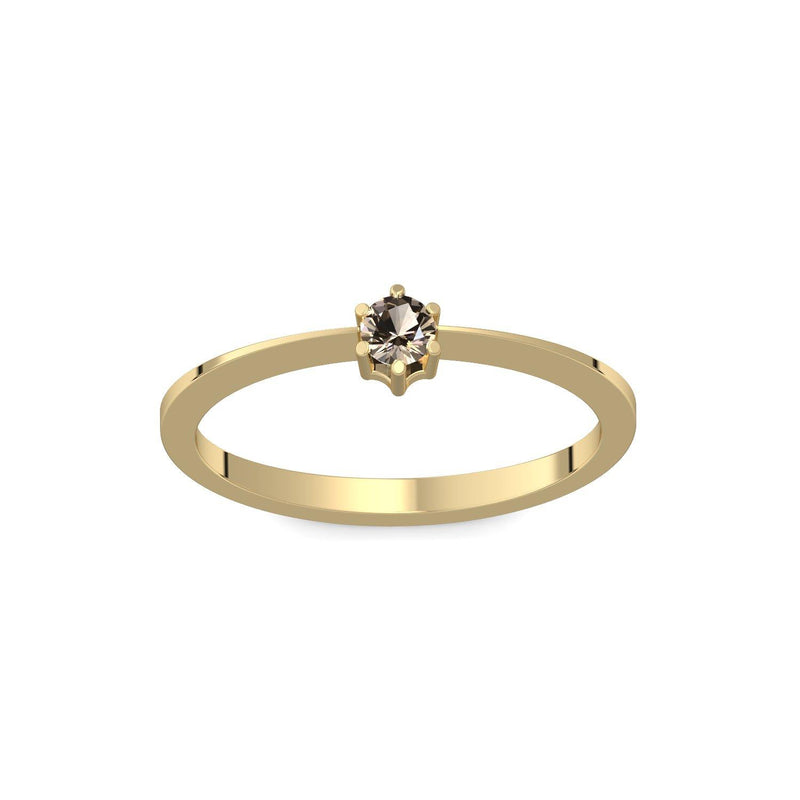 Ring Schlicht Gelbgold Rauchquarz