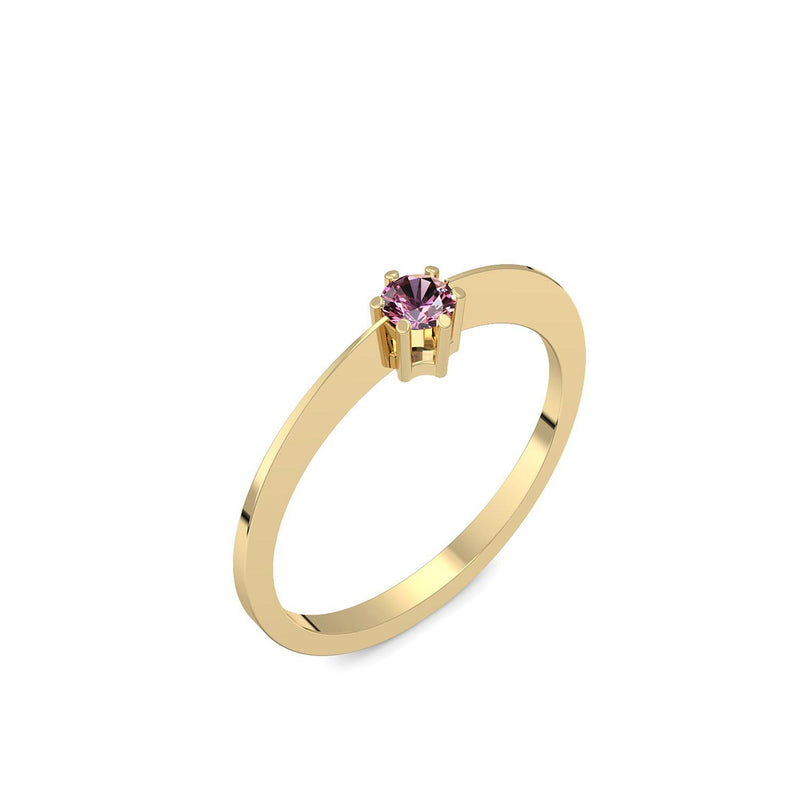 Ring Schlicht Gelbgold Turmalinpink