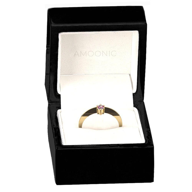 Ring Schlicht Gelbgold Turmalinpink