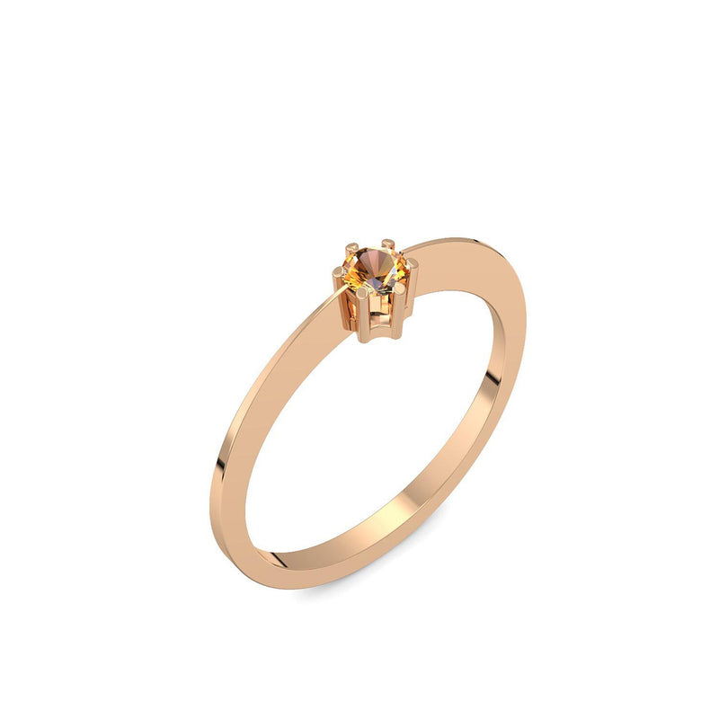 Ring Schlicht Rosegold Citrin