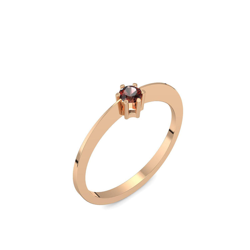 Ring Schlicht Rosegold Granat