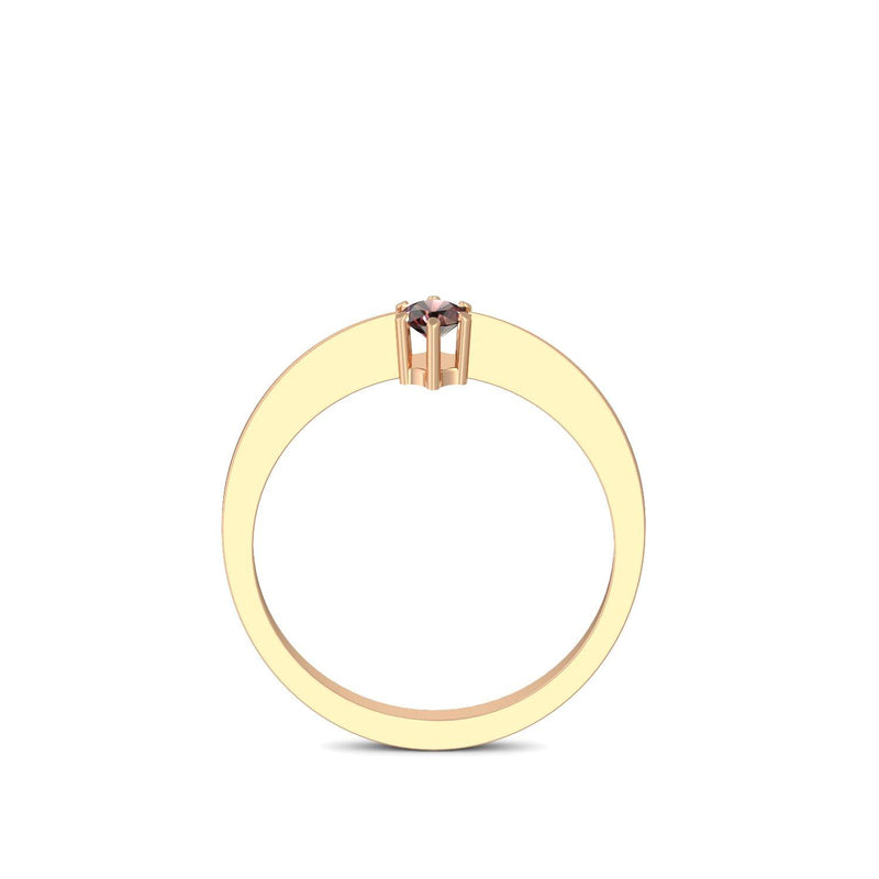 Ring Schlicht Rosegold Granat