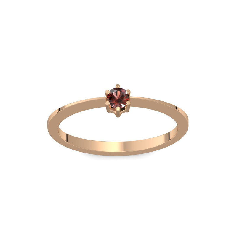 Ring Schlicht Rosegold Granat