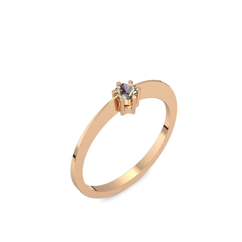 Ring Schlicht Rosegold Rauchquarz