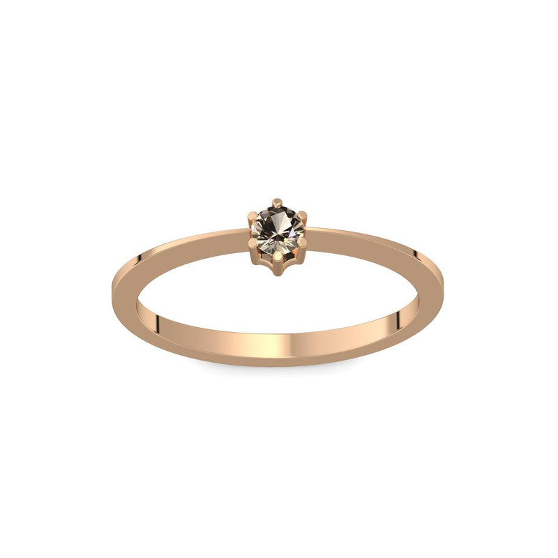 Ring Schlicht Rosegold Rauchquarz