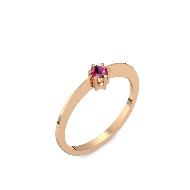 Ring Schlicht Rosegold Rubin