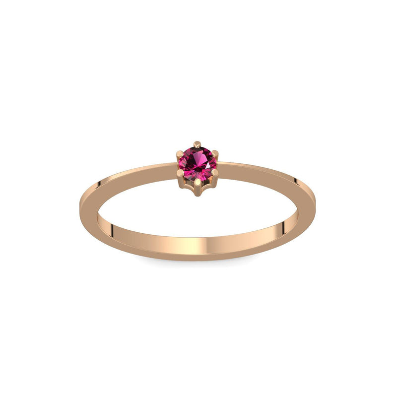 Ring Schlicht Rosegold Rubin