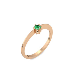 Ring Schlicht Rosegold Smaragd