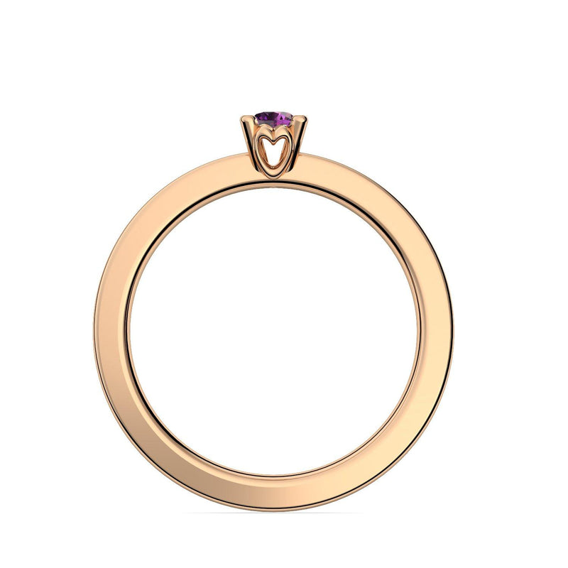 Ring Schlicht Rosegoldvergoldet Amethyst