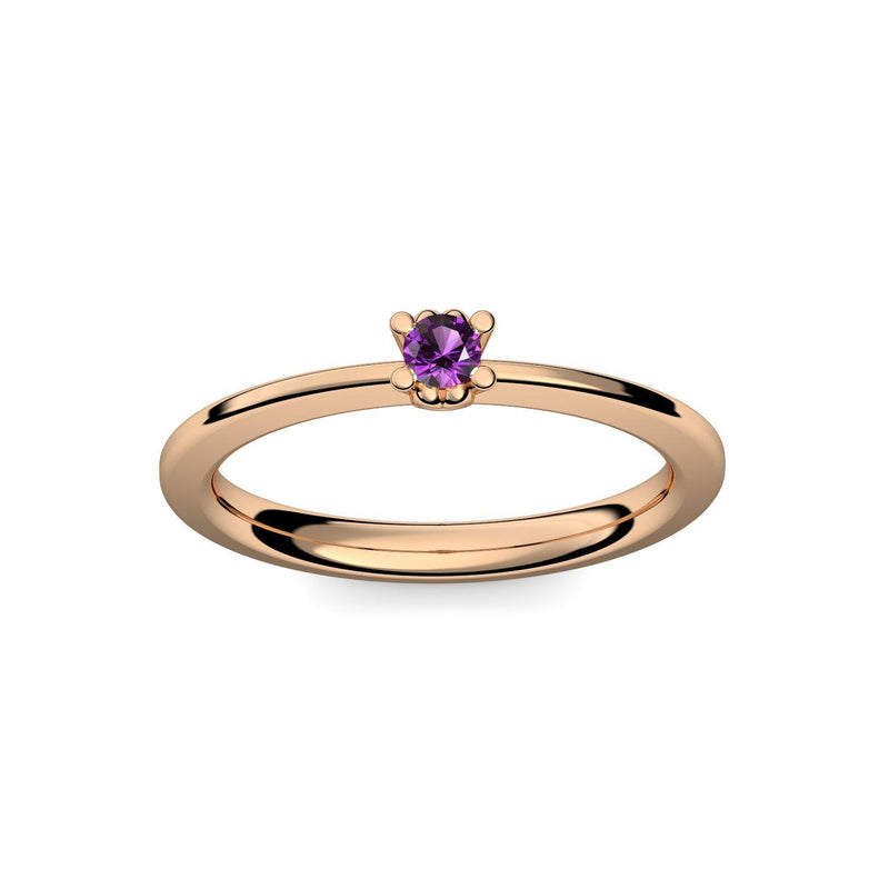 Ring Schlicht Rosegoldvergoldet Amethyst