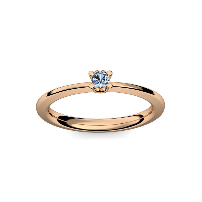 Ring Schlicht Rosegoldvergoldet Blautopas