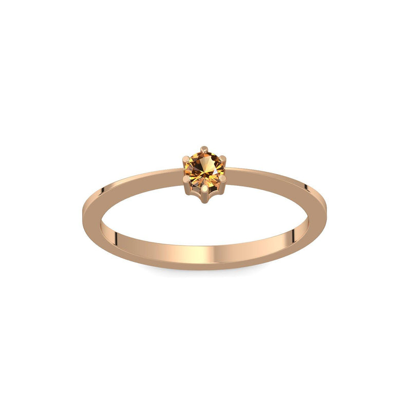 Ring Schlicht Rosegoldvergoldet Citrin