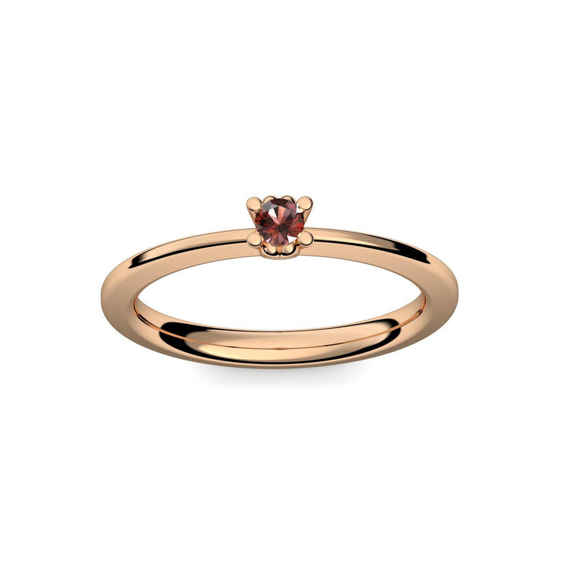 Ring Schlicht Rosegoldvergoldet Granat