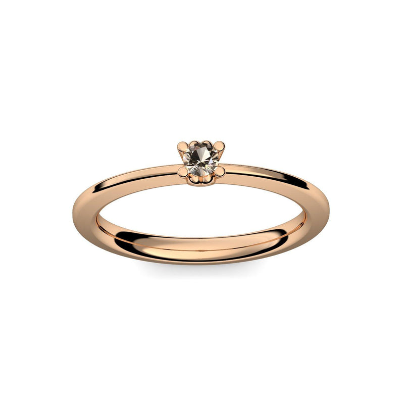 Ring Schlicht Rosegoldvergoldet Rauchquarz