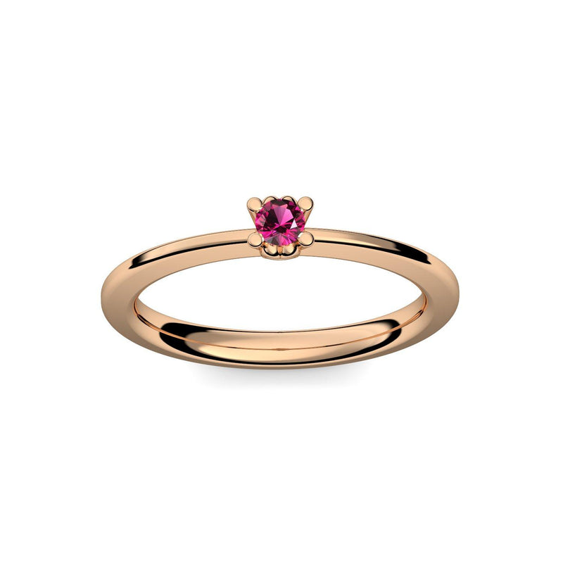 Ring Schlicht Rosegoldvergoldet Rubin