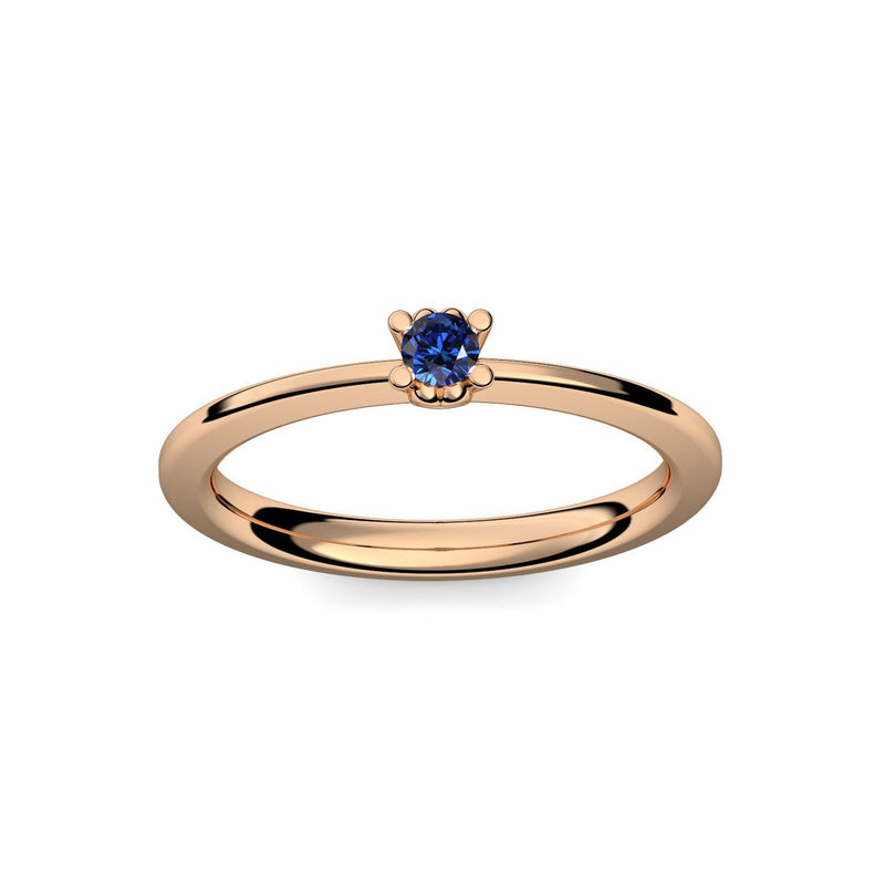 Ring Schlicht Rosegoldvergoldet Saphir