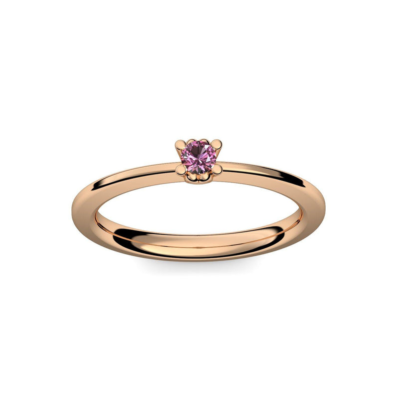 Ring Schlicht Rosegoldvergoldet Turmalinpink