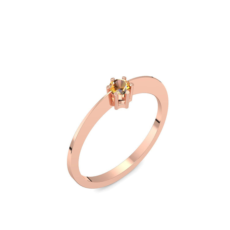 Ring Schlicht Rotgold Citrin