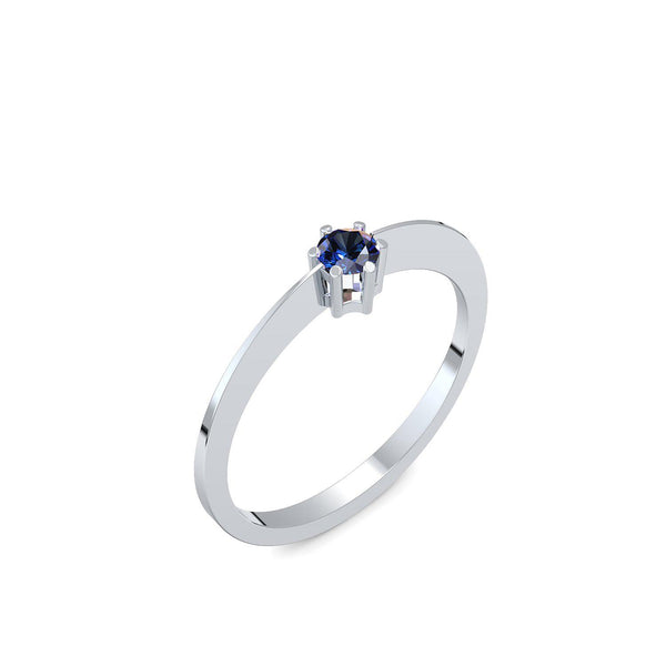 Ring Schlicht Silber Saphir