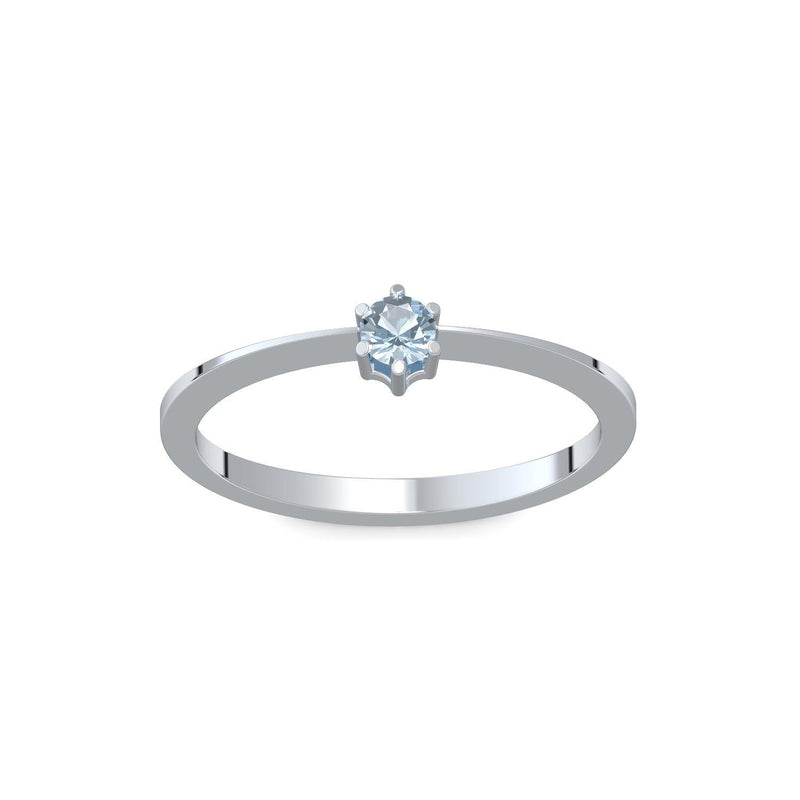 Ring Schlicht Weissgold Aquamarin