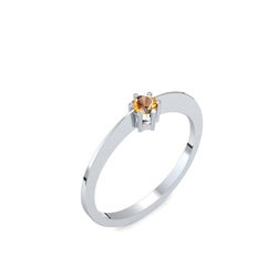 Ring Schlicht Weissgold Citrin