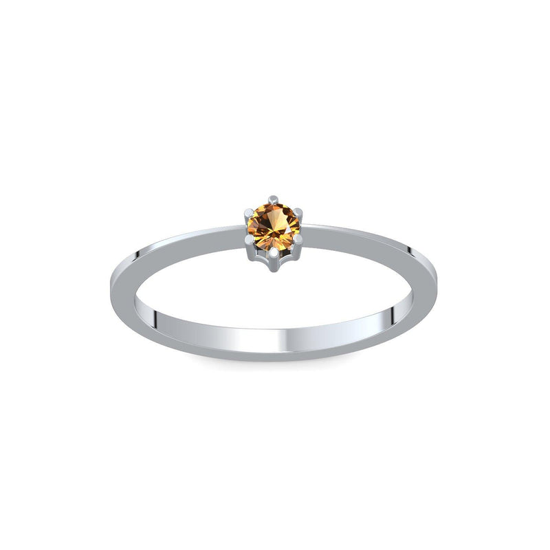 Ring Schlicht Weissgold Citrin