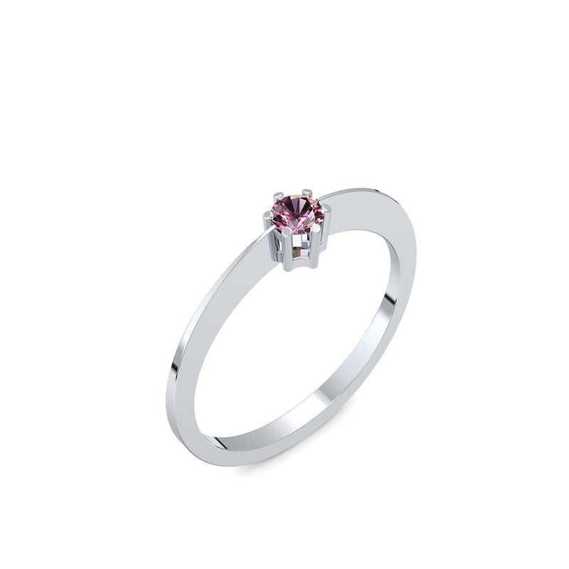 Ring Schlicht Weissgold Turmalinpink