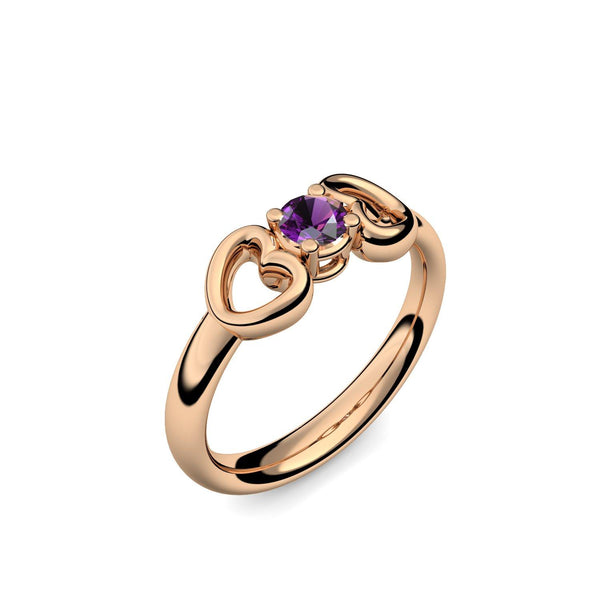 Ring Verlobungsring Rosegoldvergoldet Amethyst