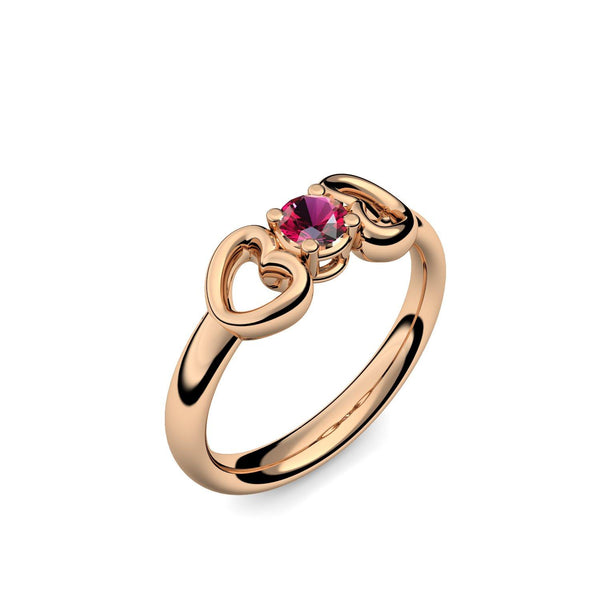 Ring Verlobungsring Rosegoldvergoldet Rubin