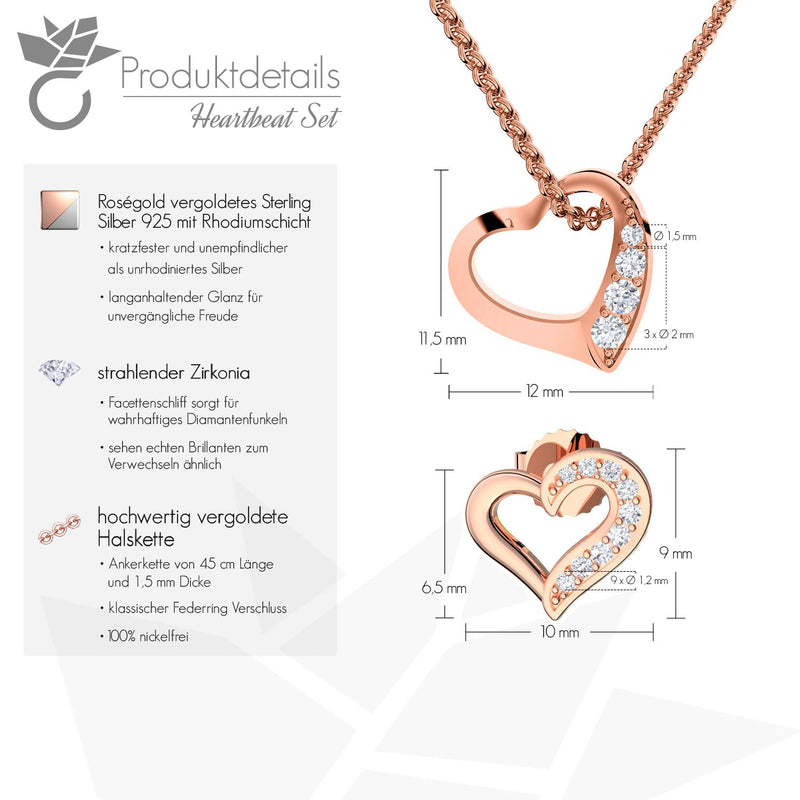 Schmuckset Rosegoldvergoldet Zirkonia