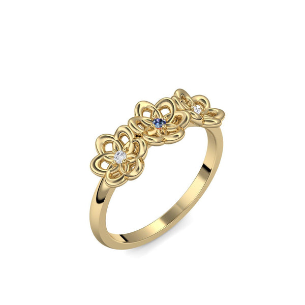 Verlobungsring Blume Gelbgold Saphir