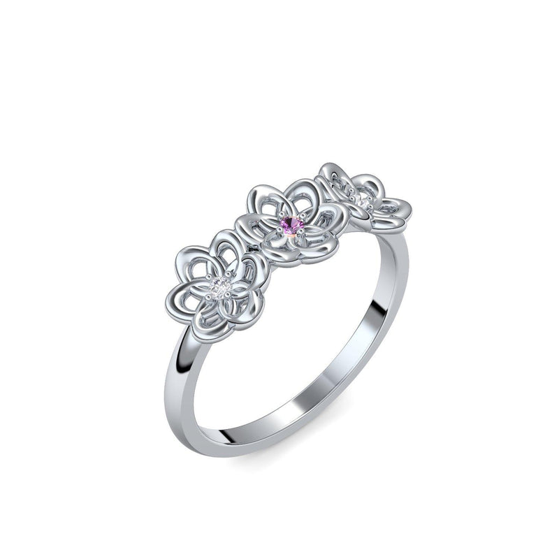 Verlobungsring Blume Silber Amethyst