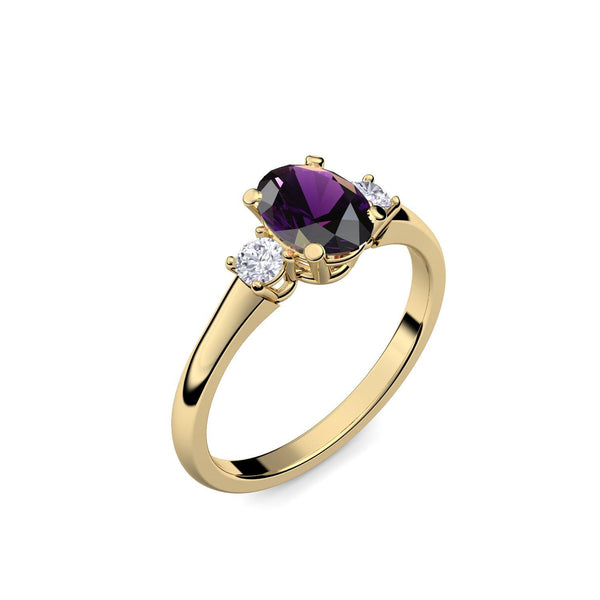 Verlobungsring Damen Gelbgoldvergoldet Amethyst