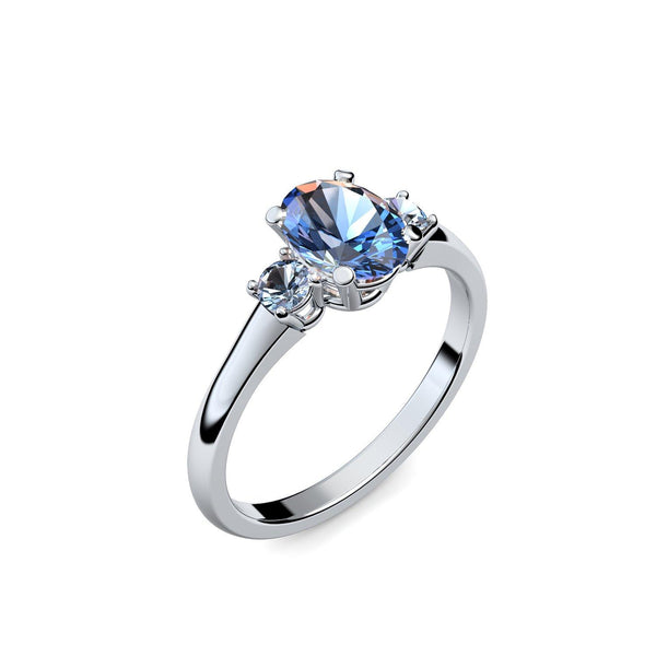 Verlobungsring Damen Weissgold Blautopas