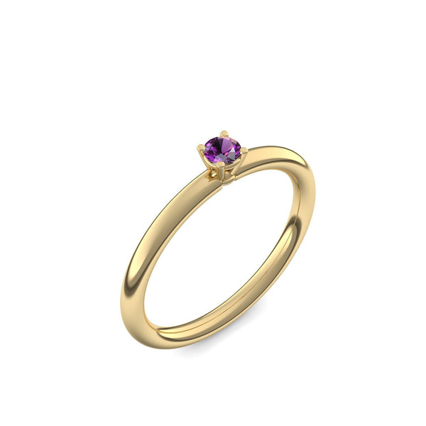 Verlobungsring Klassisch Gelbgoldvergoldet Amethyst