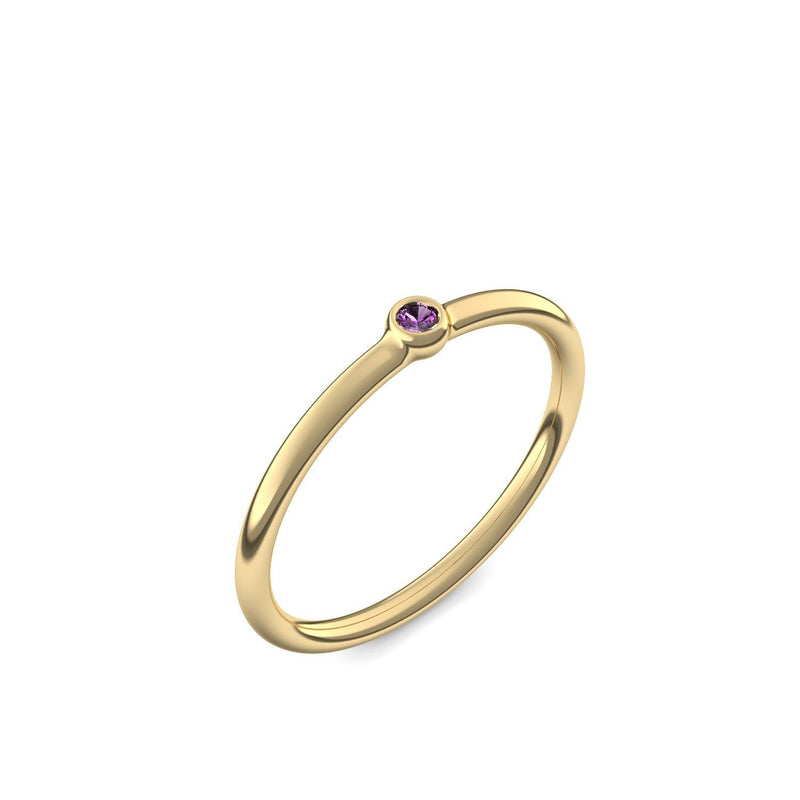 Verlobungsring Schlicht Gelbgoldvergoldet Amethyst